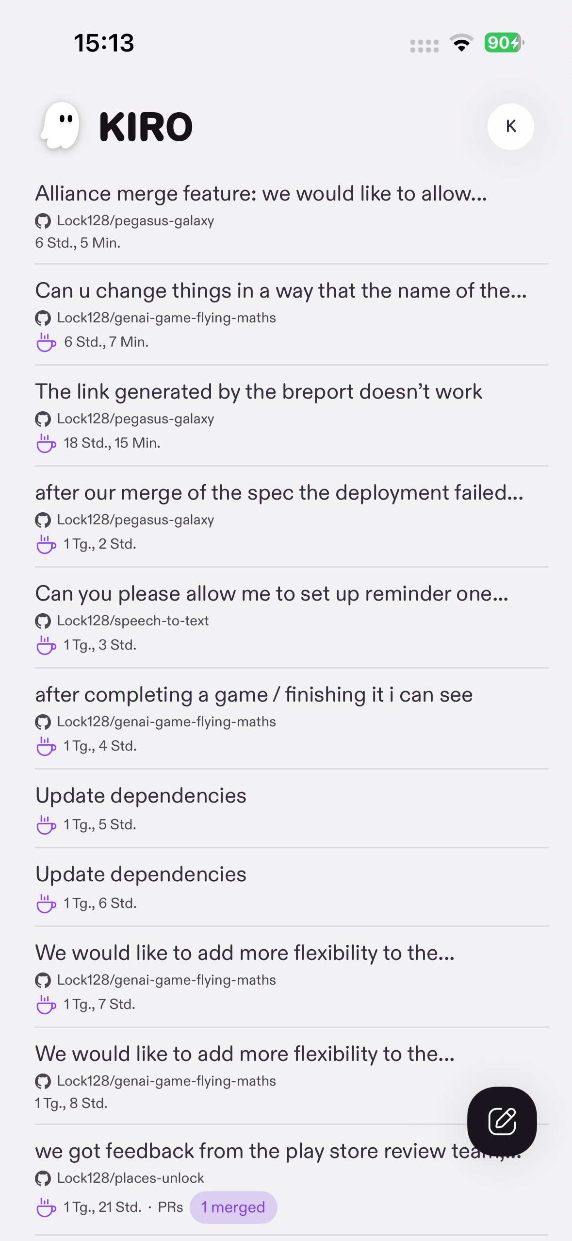 Kiro Mobile iOS app - agent interaction